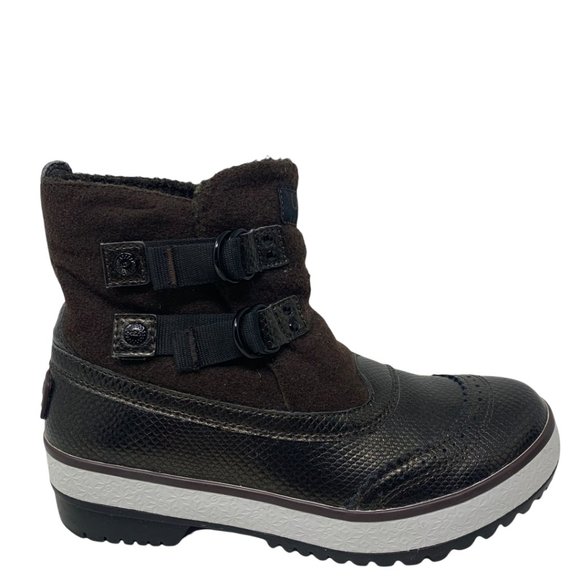 UGG Shoes - Ugg Marrais Brogue Embossed Bronze Metallic Leather Wool Felt Waterproof Boots 6